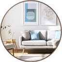 24 inch Circle Wall Mirror, Brushed Bronze Metal Framed Round Mirror for Bathroom Vanity, Bedroom Decor, Living Room, Entryway