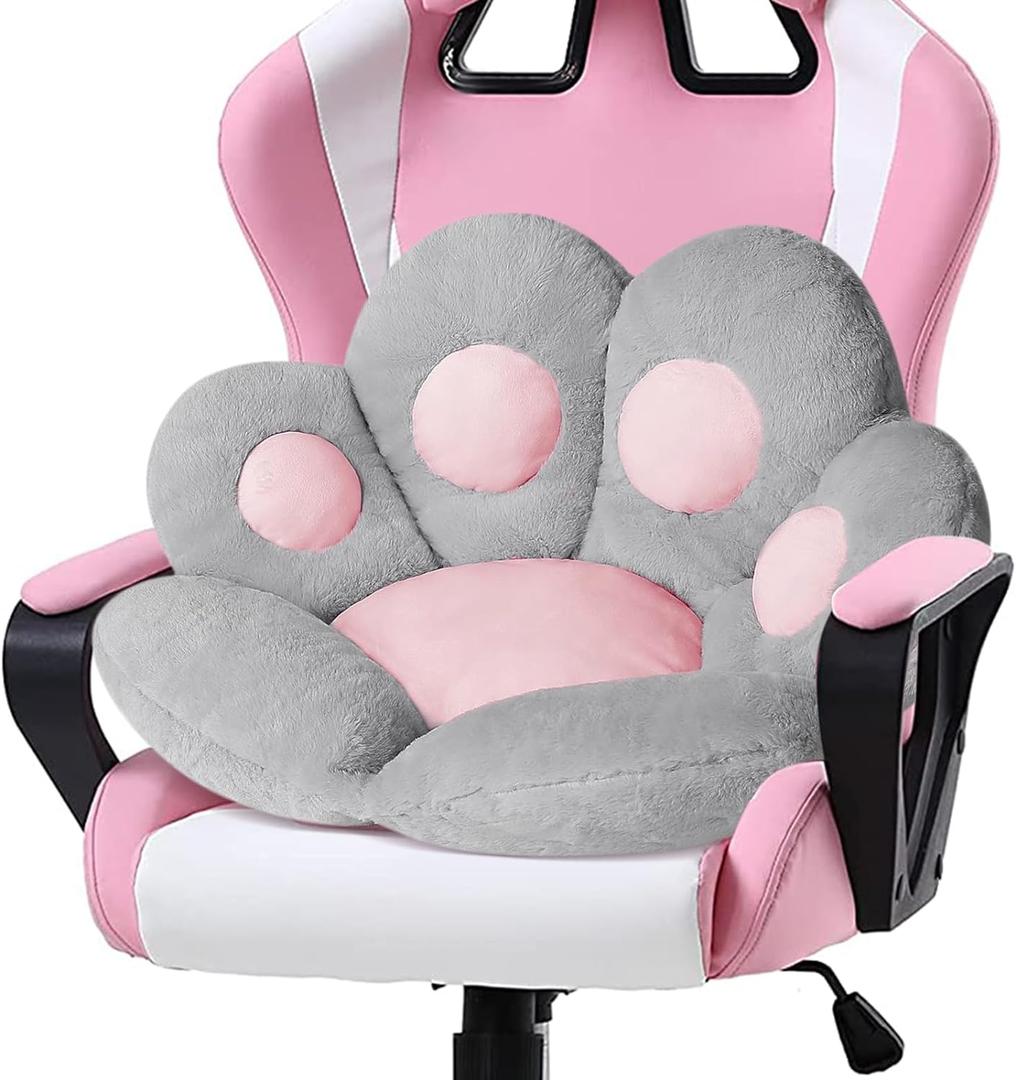 Ditucu Cat Paw Cushion Kawaii Chair Cushions 27.5 x 23.6 inch Cute Stuff Seat Pad Comfy Lazy Sofa Office Floor Pillow for Gaming Chairs Room Decor Grey (Small)