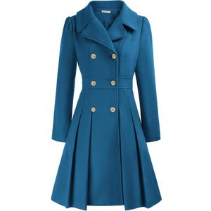 GRACE KARIN 2024 Women's Fashion Trench Coat Notch Lapel Double Breasted Thick A Line Pea Coats Jacket with Pockets(S-2XL) (Medium)