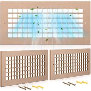 Chunful 2 Pack Decorative Air Return Vent Cover for Wall or Ceiling Grille 1/4 Inch Thick MDF Decorative Vent Covers 4 x 10 Inch (Duct Opening) for Ventilation