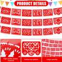 VitalCozy 4 Pack 59 ft Mexican Papel Picado Banner Plastic Mexican Talavera Party Fiesta Banner Wedding Hanging Decorations for Cinco De Mayo Cielito Lindo Party Supplies(Red)