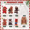 48 Pcs 24 Sets Vintage Christmas Cards with Vintage Wooden Gingerbread Ornaments Retro Gingerbread Man Christmas Ornaments Bulk for Home Xmas Party Supplies