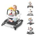 Baby Walker, 5-in-1 Baby Walkers for Boys and Girls 6-12 Months with Bouncer, Removable Footrest, Feeding Tray & Music, Foldable & Adjustable Activity Walker for 6-18 Months Toddler Infant (c-grey)