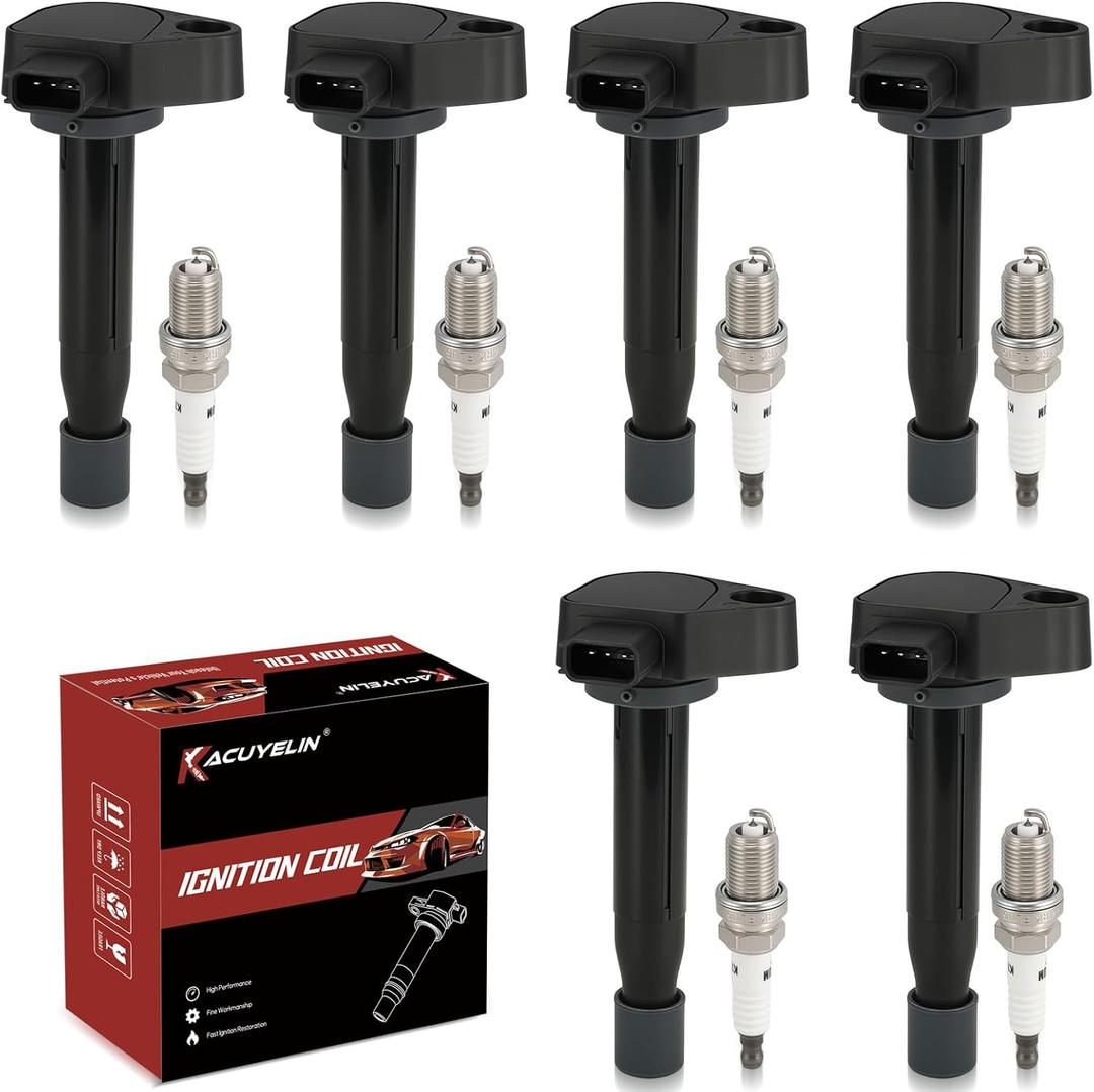 UF242 Ignition Coil Pack and Iridium Spark Plugs Set of 6 Compatible with Honda Accord 2000-2007 Odyssey 1999-2007 2008-2010 EX LX Pilot 2003-2008 Ridgeline 2006-2008 Acura MDX TL V6,Replace#,GN10168