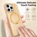 ankofave Magnetic for iPhone 15 Pro Max Phone Case with 360 Spin Stand, Matte Luxury Metallic Luster, 3.0 mm Thick Protection Hard PC Scratch-Resistant Case for iPhone 15 Pro Max 6.7", Champagne Gold