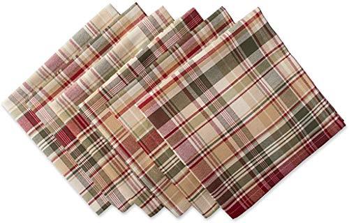 DII Give Thanks Plaid Fall Table Decor, Autumn & Thanksgiving Tabletop Linens, Square Napkin Set, 20x20, Set of 6