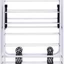 2-Tier Cloth Drying Rack, Folding Clothes Airer with Height Adjustable Wings, Freestanding Laundry Hanger for Indoor Outdoor (with 18 Hanging Rails & Shoe Holder)