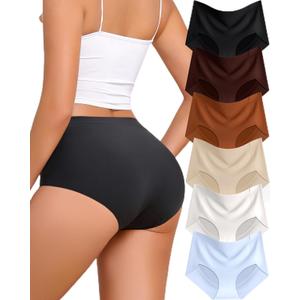 6 Pack Womens Underwear Seamless Sexy Full Coverage Panties Briefs No Show Fall Clothes Lingerie Gift For Womens (Dy-eest-c)