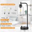 Industrial Table Lamps for Bedrooms Set of 2 - Fully Dimmable Bedside Lamps with USB A and C Ports and Outlet, Black Nightstand Lamps with Glass Shade for Living Room, Desk Lamps for Office Reading