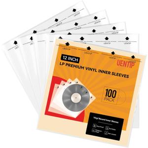100-Pack 3-Ply Vinyl Sleeves Inner - 12 Inch Vinyl Protective Sleeves LP Album Cover, 3 Layer Anti Static Rice Paper LP Sleeves Protect Your LP Collection (Inner Sleeves-Square)