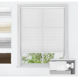LazBlinds No Drill Cordless Cellular Shades, 26" W x 64" H, White | Soft Light Filtering Fabric Protects Privacy, With Thermal Insulation & Noise Reduction, Safe Cordless Design for Kids & Pets