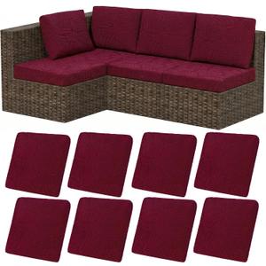 HEBE Stretch Patio Cushion Covers Set 8pcs,Waterproof Outdoor Couch Covers Replacement,Washable Reusable Seat Cushion Slipcovers for Patio Furniture Protector,Chair Cushion Cover