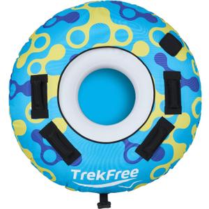 Inflatable Towable Tube, 1 Rider, PVC+600d Polyester Rib Fabric, Four Foam-Filled Reinforced Handles, Quick Connect Tow Point, Boat Tubes and Towables, Stable Ride