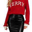 EARKOHA Women 2025 Merry Sweater Round Neck Drop Shoulder Cozy Sweater Color Block Long Sleeve Pullove Tops, XL 