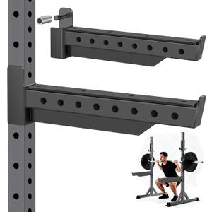 EVERYMATE Safety Spotter Arms, Fits 2"x2" & 3"x3" Power Racks, Heavy Duty 1000LBS Capacity Barbell Squat Rack Safety Bars with Rubber Pads for Home/Garage Gym Strength Training