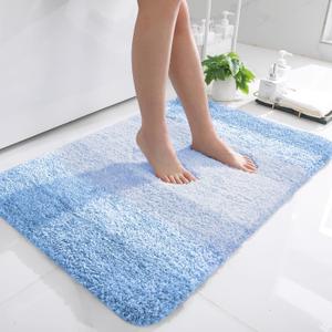 OLANLY Bathroom Rugs Mat 36x24, Extra Soft Absorbent Microfiber Bath Rugs, Rubber Backing, Quick Dry, Machine Washable Bath Mats for Bathroom Floor, Tub and Shower, Home Decor Accessories, Light Blue