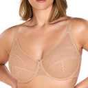 HSIA Minimizer Bras for Women Enchante Full Coverage Underwire Bras Plus Size Lifting Floral Lace Bra for Heavy Breast (32DD, Warm Beige)