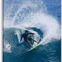 Vintage Surfing Posters Blue Ocean Summer Scenery by the Sea Canvas Wall Art White Waves Extreme Water Sports Prints for Bedroom Dorm Home Beach Decor 8x12inch Framed (style-5)