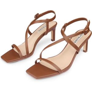 JOY IN LOVE Womens 2.5 Inch Kitten Heels Low Heel Square Open Toe Strappy Sandals, 8.5