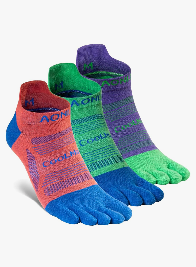 AONIJIE Toe Socks for Men and Women High Performance Athletic Running Five Finger Ankle Socks, S