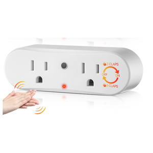 Saillong Clapping Light Control Switch,110V Wireless Wall Outlet with 2 Output Sockets,Turn Electrical On/Off with Clapping Sound Sensor, Clap Light Control for Bedroom Appliance(White)
