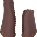 1 Pair Casual Retro Beach Cruiser Bike Handle Long/Short Grips Artificial PU Leather Bike Handlebat Grips for Most MTB BMX Road Bicycle 22.2x135/93mm (Dark Brown)