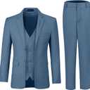 JPF Boy's Formal Suit Set Slim Fit Kids Tuxedo Suits for Wedding Teen Toddler Boy Dress Suit Outfit (12, 3pc Blue Grey)