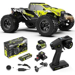 AMORIL 1/10 RTR Brushless Fast RC Cars for Adults,Max 50mph Hobby Electric Off-Road Monster Truck,Waterproof High Speed RC Car 4WD Remote Control Car with 3S Lipo,Green (Mini 1:10)