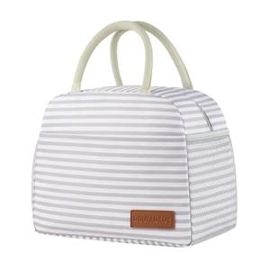 douyadady Lunch Bag Women/Men Lunch Box Women/Men (Grey+White Stripes)