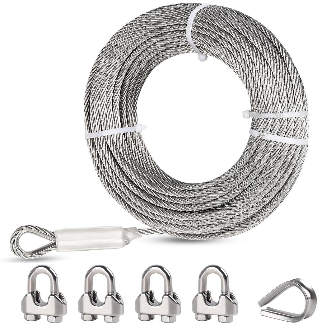 1/2" Stainless Steel Cable, 75ft Wire Rope, 7x19 Strand, 23000lbs Breaking Strength, 304 Stainless Steel Heavy Duty Metal Cable for Yard Zipline, Winch Cable, Boat Lifts