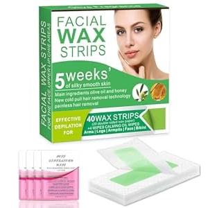 Facial Wax Strips for Women – 98% Natural Formula, Hypoallergenic for Sensitive Skin – Face Wax Strip for Hair Removal, Gentle & Quick Eyebrow Wax Strips for Upper Lip, Chin, Legs & Bikini Line