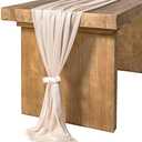 Ling's Moment 10Ft Nude Sheer Chiffon Like Table Runner Champagne Tulle Table Runner with Silver Sparkle for Elegant Wedding Rustic Boho Party Bridal Shower Beige Decorations Birthday