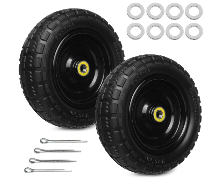13 Inch Solid Rubber Tires, 4.006 Tire Flat Free with 5/8" Bearings, 2.17" Offset Hub for for GOR Garden Carts, Garden Wagon Carts, Trolleys, Hand Trucks and Utility Cart(2 Pack)