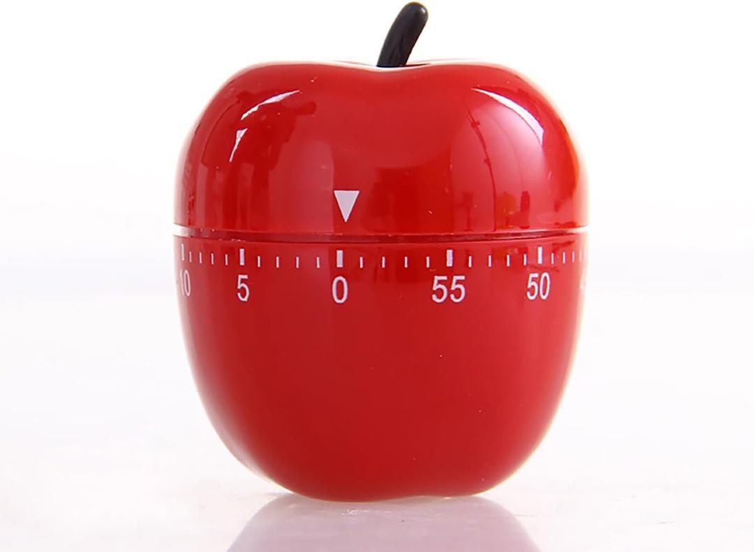 1Pcs Fashion Cartoon Kitchen Timer Different Shape Creative Reminders (Apple Red)