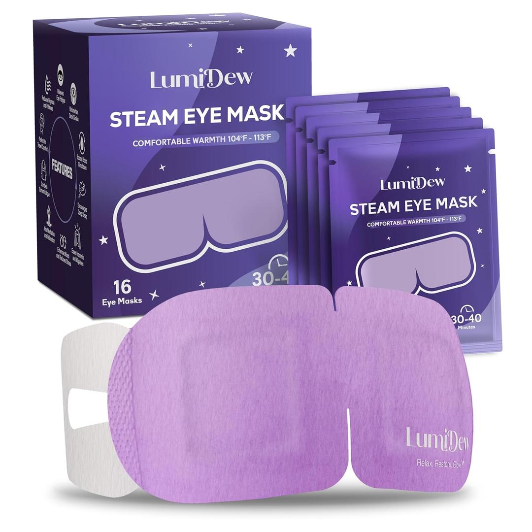 Steam Eye Mask, Self Heating Heated Eye Mask for Sleep, Warm Compress for Eyes, Moist Heat for Dry Eye Relief, Stye Eye Treatment, Spa, Travel Essentials, Unscented 16 Pack