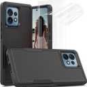 Jeylly for Motorola Edge+ 2023 Case with 2 X Soft Screen Protectors, Dual Layer Heavy Duty Protection Shockproof TPU Bumper Anti Scratch Rugged Cell Phone Case for Moto Edge+ 2023, Black