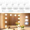 LED Vanity Lights For Mirror, Vanity Lights Stick on with 10 Dimmable Bulbs, 3000K 4000K 6500K & 10 Level Brightness Adjustable, USB Cable, Hollywood Mirror Lights for Makeup Dressing Room Bathroom