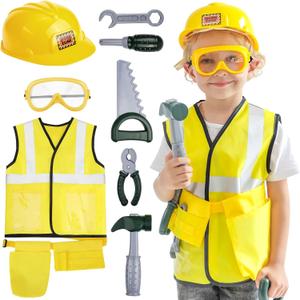 Tool Set for Kids Aged 3 4 5, Toddler Construction Pretend Toys with Worker Vest & Hat, Child Dress up Gift for Boys Girls