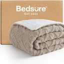 Bedsure Sherpa Fleece Throw Blanket for Couch - Soft Fluffy & Cozy Cable Jacquard Tufted Throw Blankets for Women Gift, Thick Warm Blanket for Winter and All Seasons, Beige, 50x60 Inches