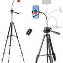 Aureday Phone Tripod, 82" Tripod for iPhone with Flexible Gooseneck, Wireless Remote and Phone Holder, Extendable Cell Phone&Camera Tripod Stand for Selfies/Video Recording/Live Streaming/Vlogging (Black)