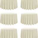 6-Pack Ivory Round Tablecloths, 120 Inches, Stain-Resistant Polyester for 5-6 Ft Round Tables - Washable Table Covers for Weddings, Banquets, Birthday Parties, Events