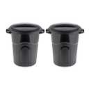 United Solutions 20 Gallon Round Waste Container, Black, Easy to Carry Garbage Can with Sturdy Construction, Pass-Through Handles & Attachable Click Lock Lid, Indoor or Outdoor Use, 2-Pack, (TI0087)