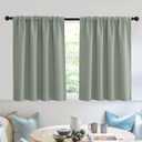 RYB HOME Short Curtains 36 inch 2 Panels Set, Room Darkening Small Window Drapes Thermal Insulated Cafe Curtains for Kitchen Dorm Transit Van, W52 x L36 inch, Grayish Green