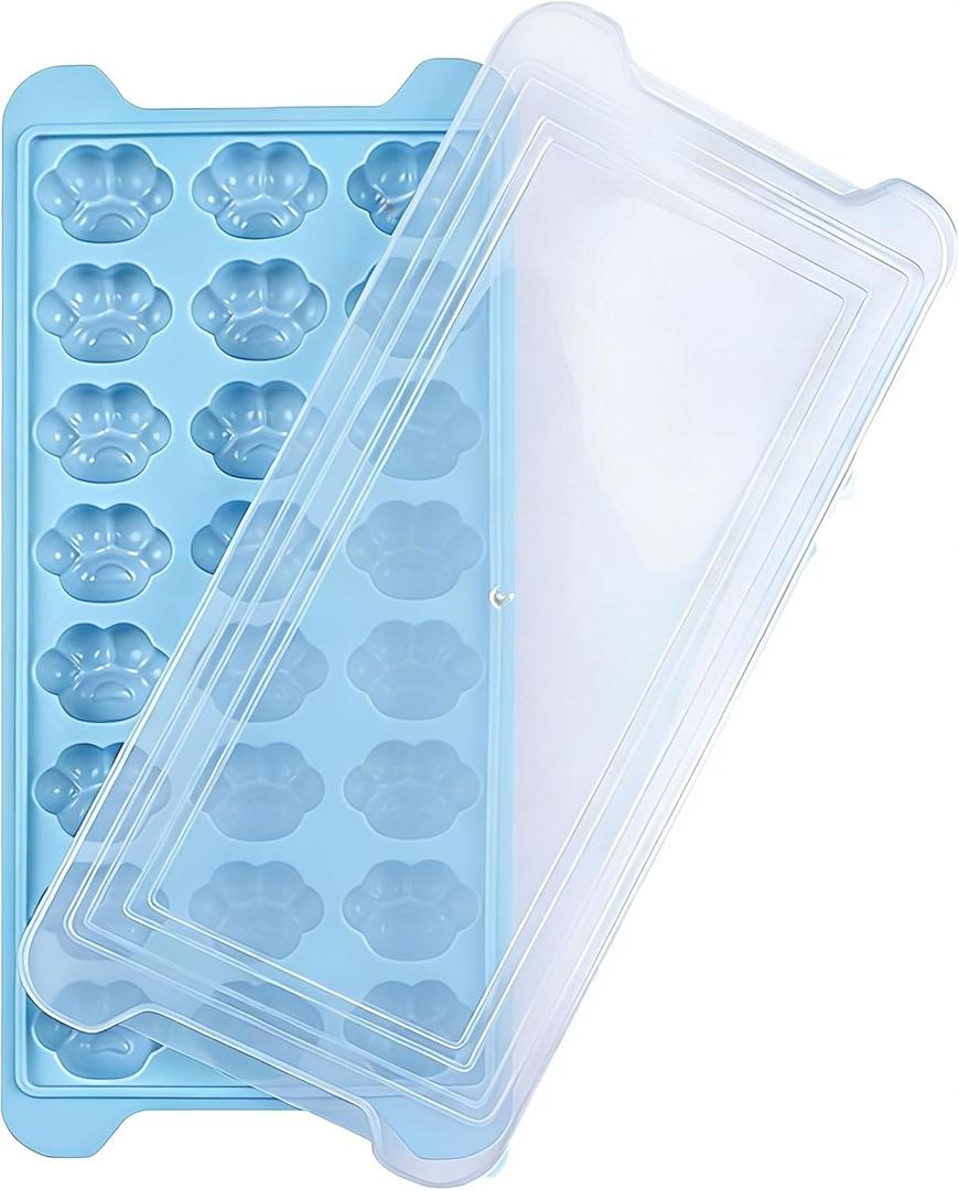 Silicone Ice Cube Tray with Lid, Cat Paw Mold for Freezer, 24 Cute Cat Claw Ice Cubes, Easy Release Chocolate Candy Gummy Molds for Whiskey Cocktail Drinks & Party