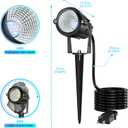 High Brightness 1000LM Outdoor Spot Lights for Yard, 3500K Warm White Spot Lights Outdoor with 4.9FT Electric Cord, 10W LED IP66 Waterproof Landscape Spotlights for Garden Tree Flag - 2 Pack