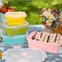 Set of 4, Collapsible Silicone Food Storage Container, Leftover Meal Box for Kitchen, Lunch Boxes with Clip-on Lid, Stackable, Space Saving, Dishwasher Safe, BPA Free
