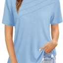 JomeDesign Summer Tops for Women Short Sleeve Crew Neck Shirts Loose Casual Tshirts Fashion Clothes, L