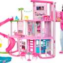 Barbie Dreamhouse, Pool Party Doll House with 75+ Pieces and 3-Story Slide, House Playset, Pet Elevator and Puppy Play Areas
