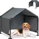 Dog Shades for Outside - Outdoor Dog Kennel for Small Dogs, 29.5x25.6x25.6 Outdoor Sun Rain Canopy Pet House, Waterproof Pet Canopy Shelter for Small Animals with Ground Nails (Grey)