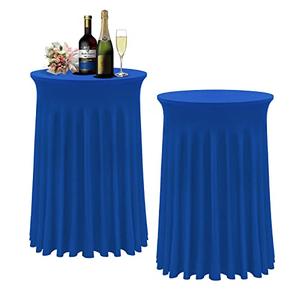 BDDC Cocktail Table Covers - 2 Pack 32"x 43" Royal Blue Cocktail Table Tablecloth with Natural Wavy Round Table Skirt Fitted High Top Table for Bar Wedding Party Banquet